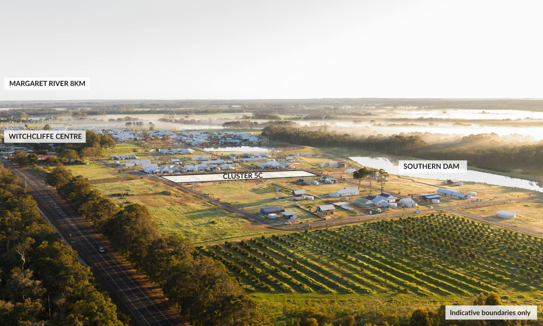 witchcliffe ecovillage land for sale sustainable living margaret river stage 5C-AERIAL features labelled dams short